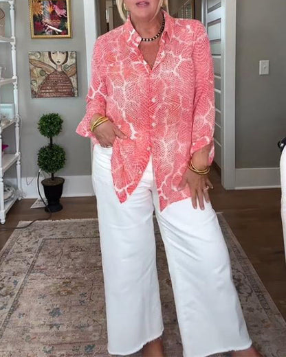 Buttoned Textured Blouse