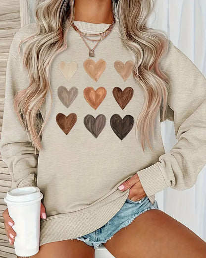 Colorful Heart-Shaped Pullover Sweatshirt
