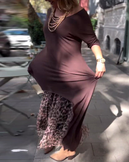 Long Sleeve Solid Color Irregular Dress