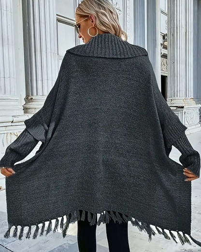 Turtleneck Batwing Sleeve Tassel Jumper