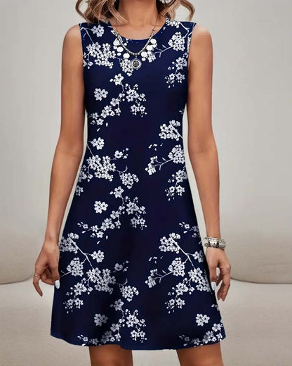 Sleeveless Slim Print Dress