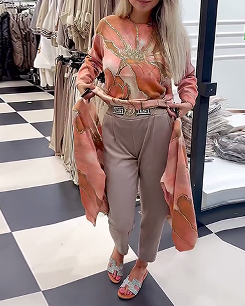 Crew Neck Printed Loose Jumper