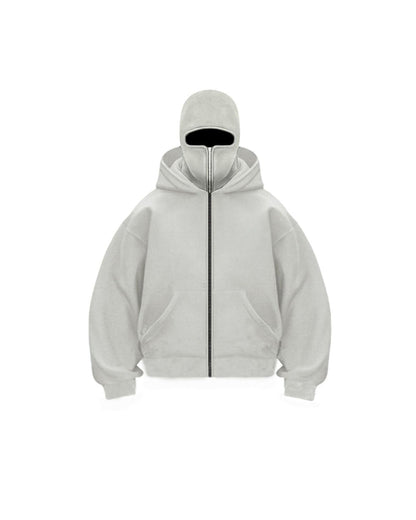 Unisex Double Hood Zip-Up Sweatshirt Coat