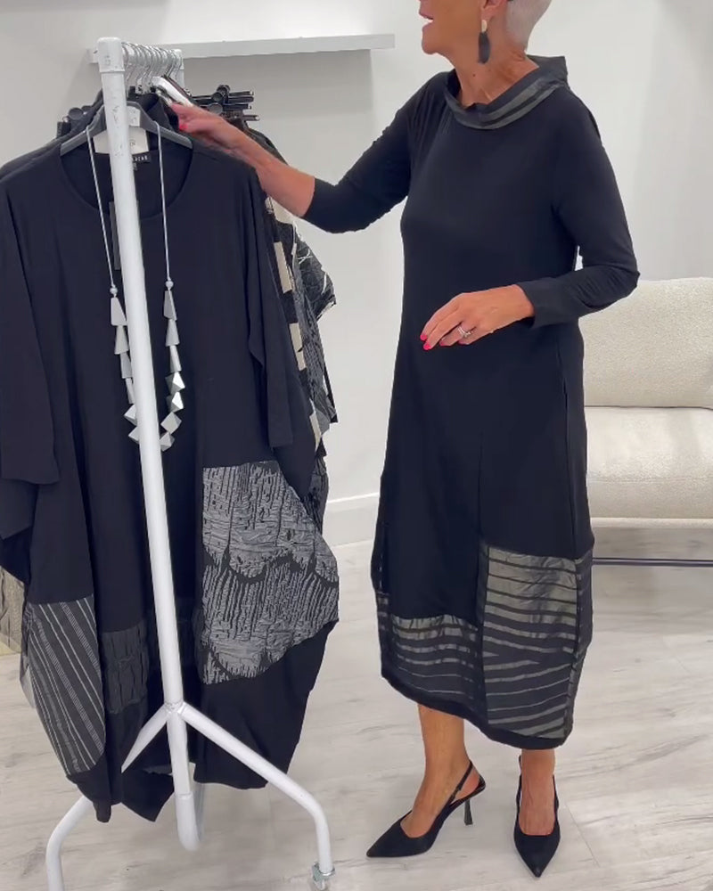 Solid Color Splicing Fashionable Dress