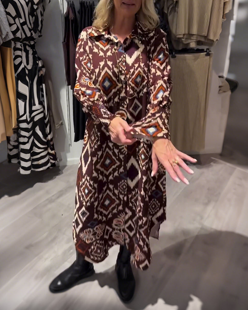 Diamond Print Shirt Dress