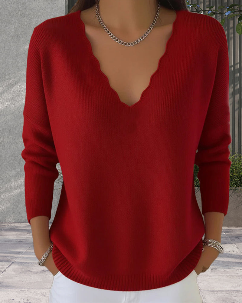 V-Neck Soft Knitted Pullover