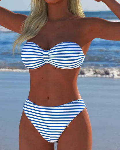 High Waist Striped Triangle Two-Piece Swimsuit