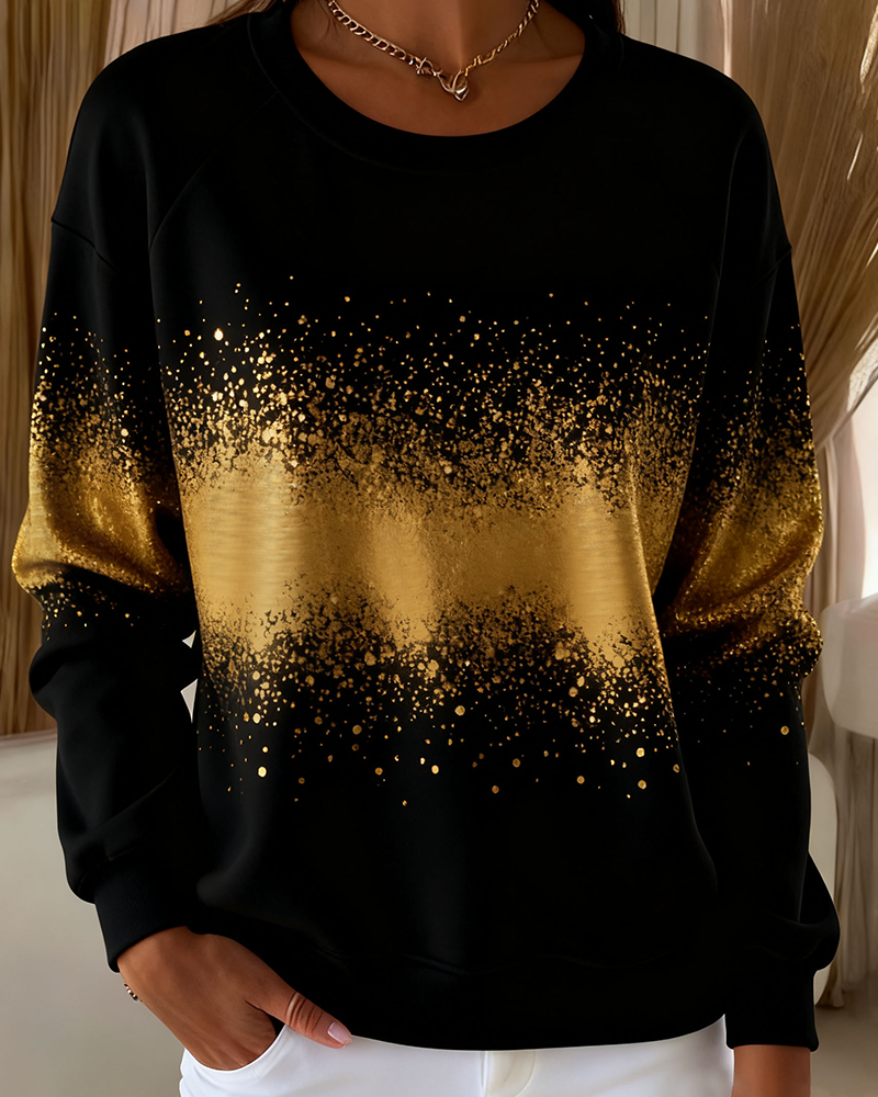 Fashionable Round-Neck Gradient Sweatshirt