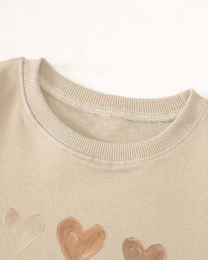 Colorful Heart-Shaped Pullover Sweatshirt