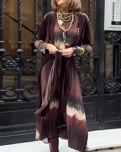 Fashionable Gradient Accordion Pleated Dress