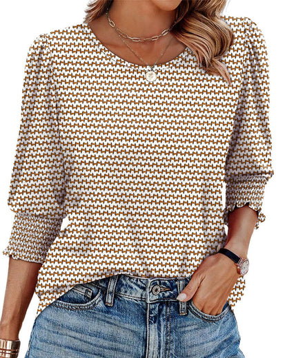 Puff Sleeve Printed Blouse
