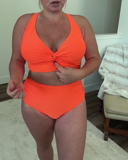 Casual Solid Color Triangle Bikini