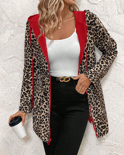 Hooded Reversible Leopard Print Coat