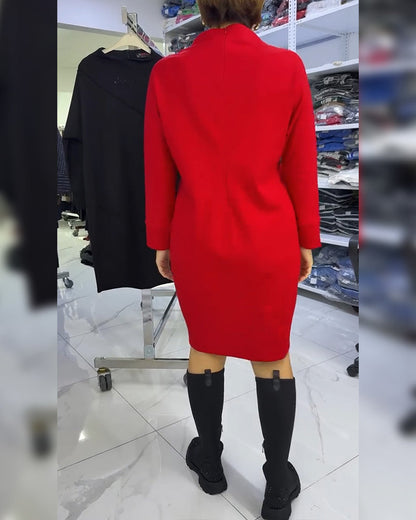 Fashionable Half-High Collar Dress