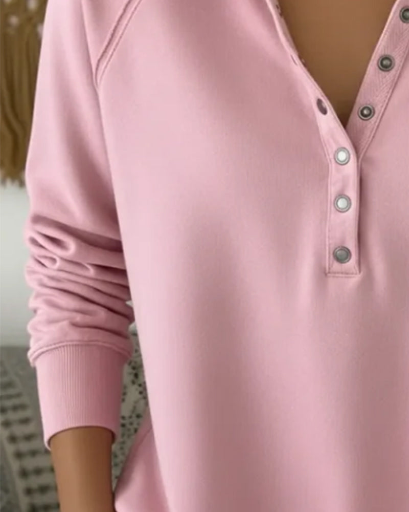 Collared Studded Casual Sweatshirt