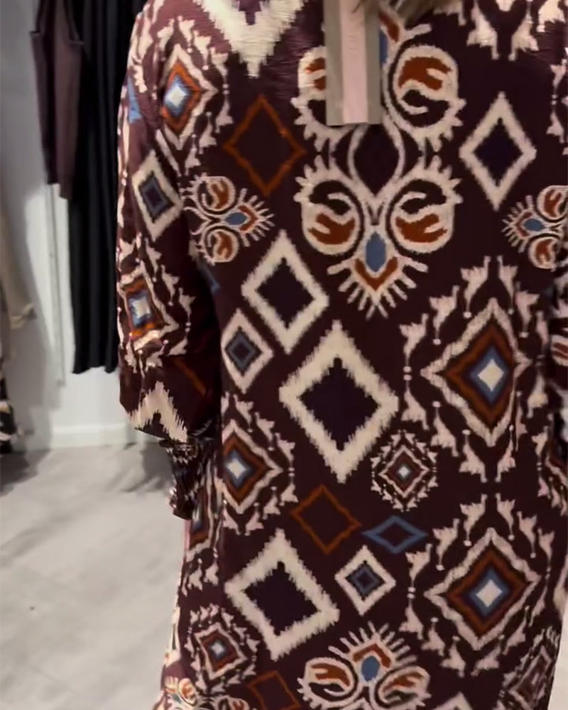 Diamond Print Shirt Dress