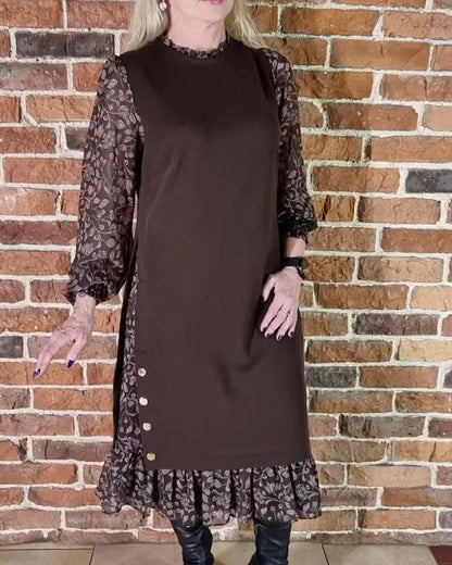 Round Neck Fake Two-Piece Dress