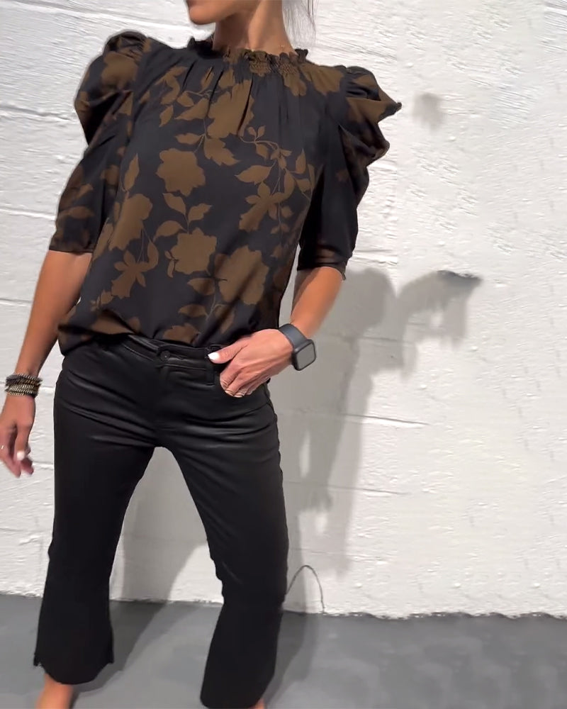 Puff Sleeve Ruffle Blouse