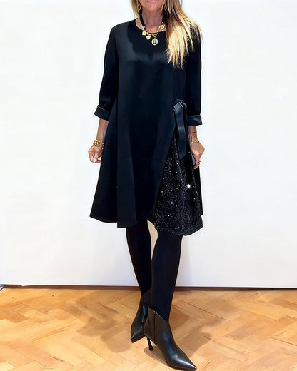 Stylish Patchwork Round Neck Dress