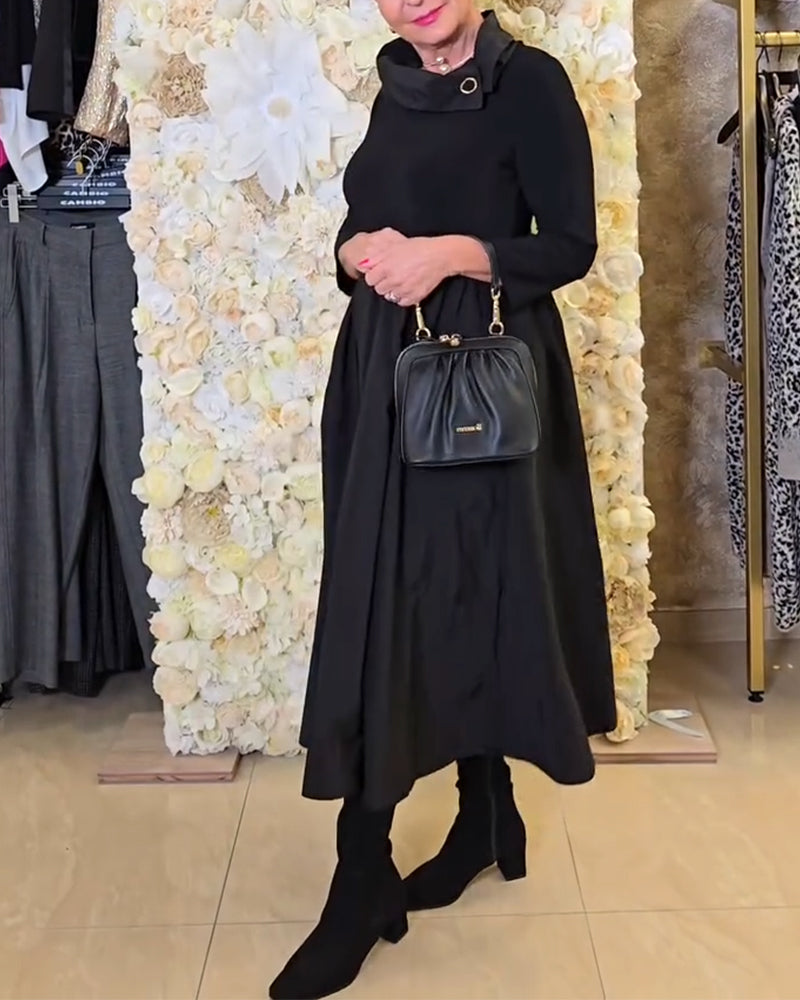 Fashionable Street Solid A-line Dress