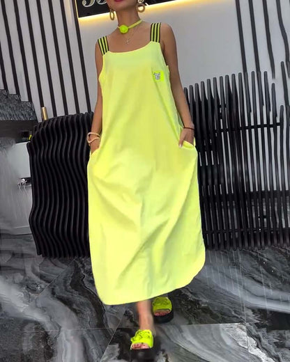 Spliced Suspender Loose Dress