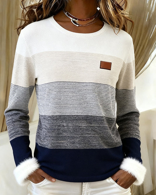 Round Neck Striped Fashion Top