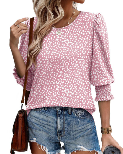 Puff Sleeve Printed Blouse
