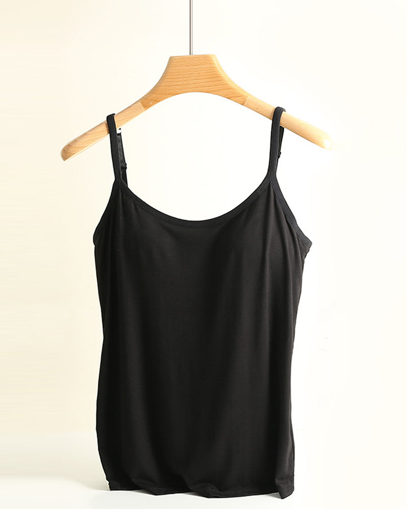 One-Piece Solid Color Bottoming Cami Top