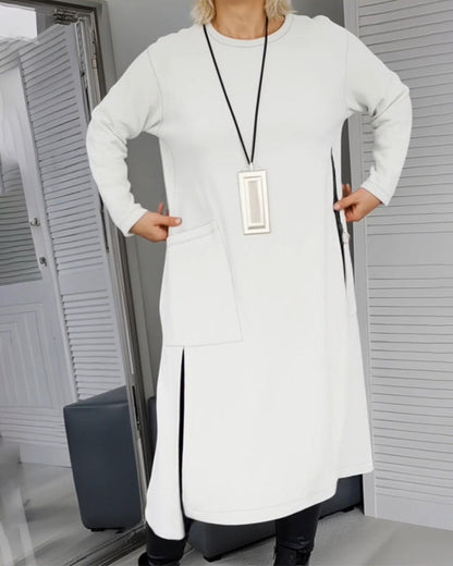 Stylish Large Pocket Zipper Design Dress