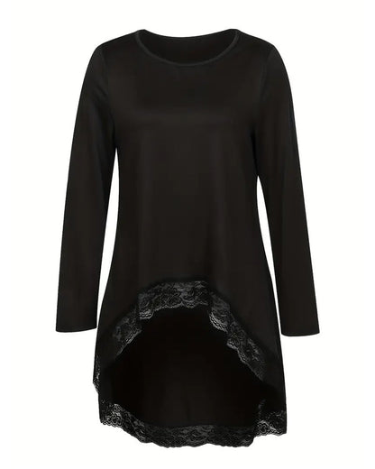 Irregular Long-Sleeved Mesh Patchwork Top