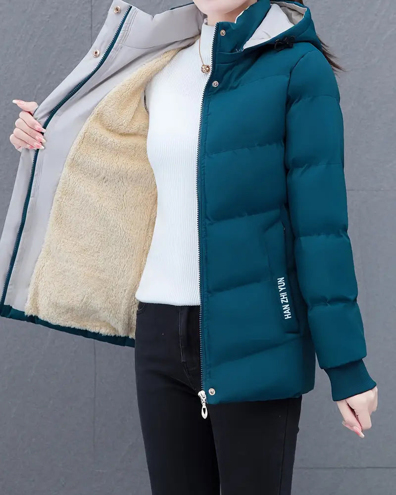 Casual Solid Color Warm Hooded Jacket