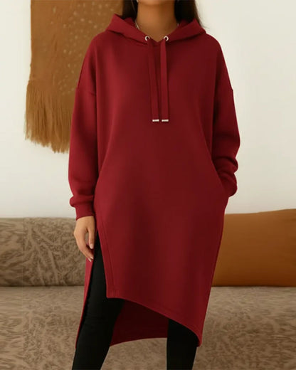 Casual Split Hooded Sweatshirt Dress