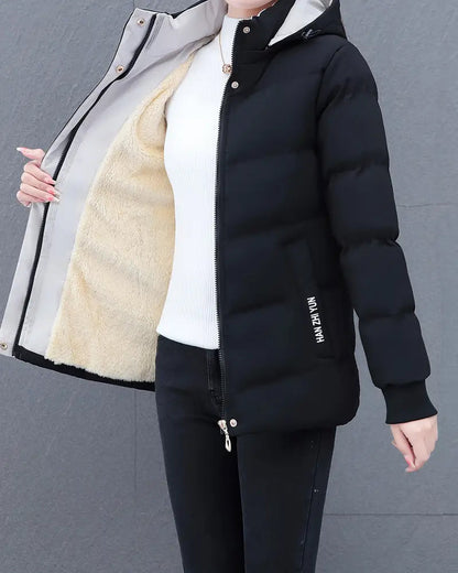 Casual Solid Color Warm Hooded Jacket