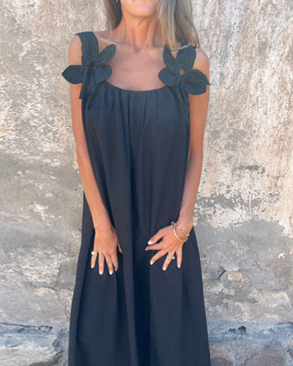 Sleeveless Solid Color Fashionable Long Dress