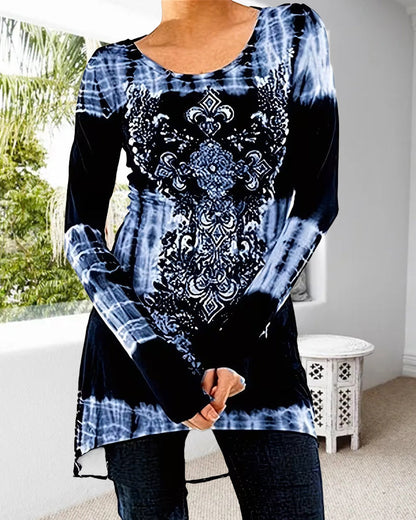 Irregular print midi-length top