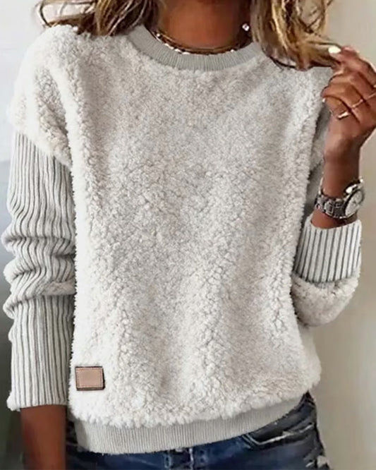 Crew Neck Fashion Patchwork Sweatshirt