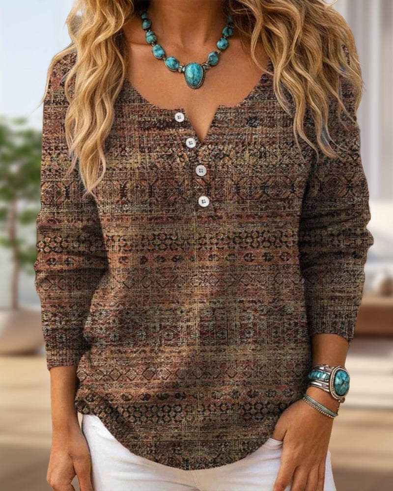 Vintage Casual Button Top