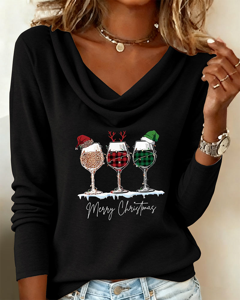 Stacked Collar Printed Wine Glass Top