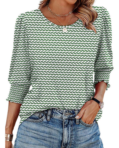 Puff Sleeve Printed Blouse