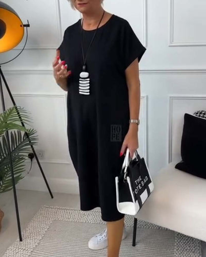 Simple letter print short sleeve casual dress