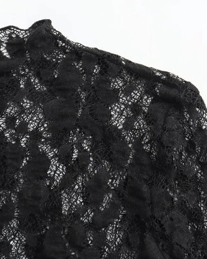 Round Neck Long Sleeve Lace Bodysuit