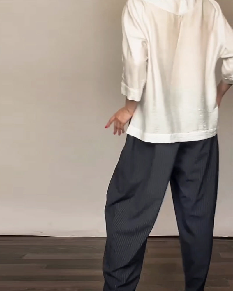 Retro Striped Casual Trousers