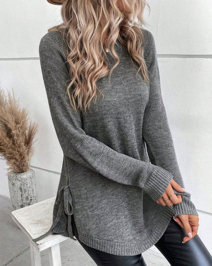 Raglan Sleeve Knot Side Sweater