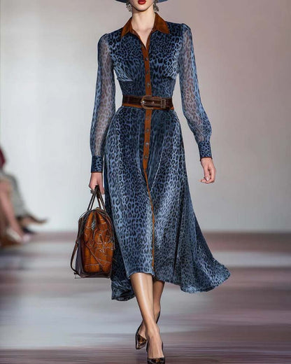 Modern Leopard Print Patchwork Dress