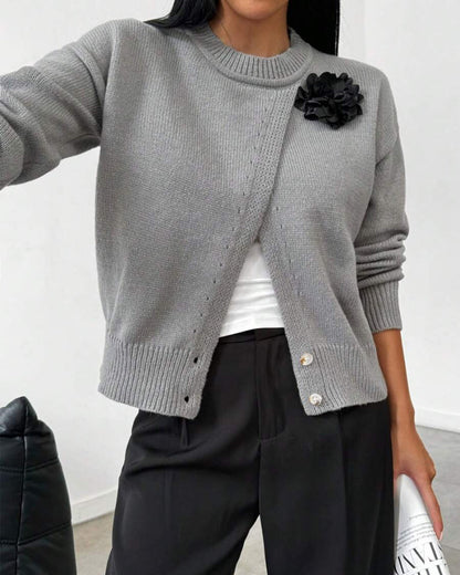 Fashionable Sweater With Slit Hem