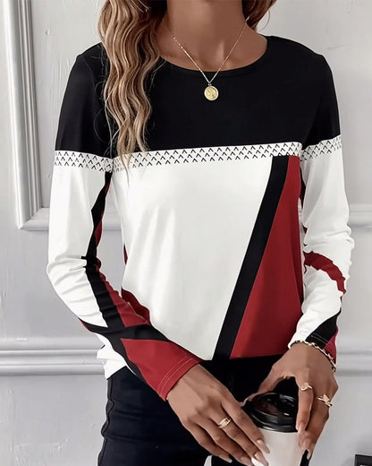 Casual Printed Crew Neck Long Sleeve T-Shirt