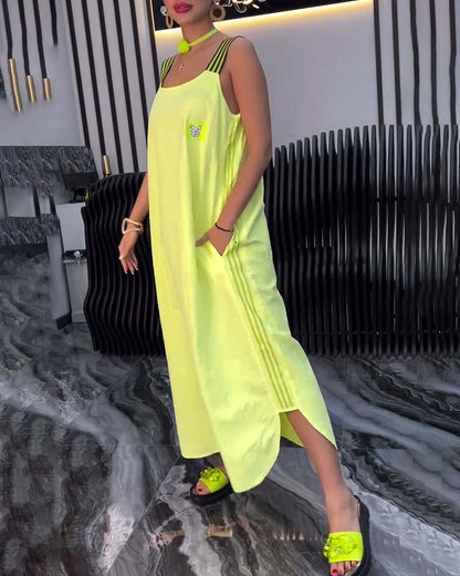 Spliced Suspender Loose Dress