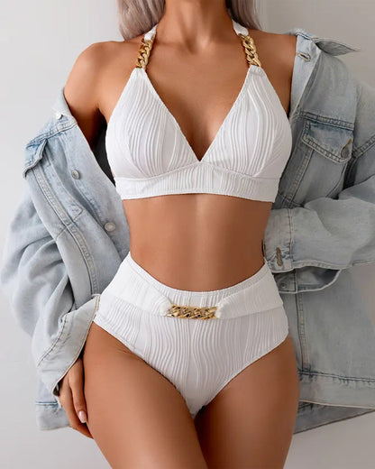 High Waist Sexy Deep V Chain Bikini