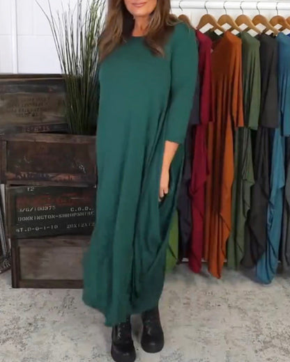Simple solid color casual dress