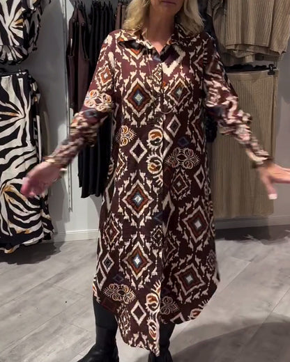 Diamond Print Shirt Dress